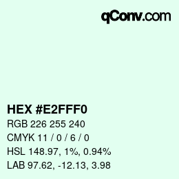 Color code: HEX #E2FFF0 | qconv.com