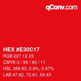 Color code: HEX #E30C17 | qconv.com
