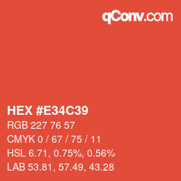 Farbcode: HEX #E34C39 | qconv.com