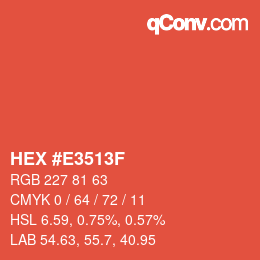 カラーコード: HEX #E3513F | qconv.com