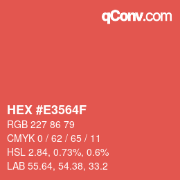 Color code: HEX #E3564F | qconv.com