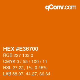 カラーコード: HEX #E36700 | qconv.com