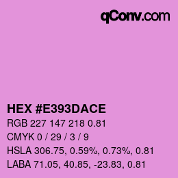 カラーコード: HEX #E393DACE | qconv.com