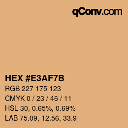 Color code: HEX #E3AF7B | qconv.com