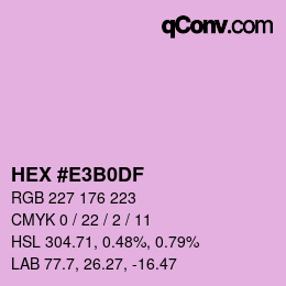 Color code: HEX #E3B0DF | qconv.com