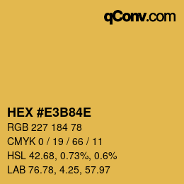 Color code: HEX #E3B84E | qconv.com