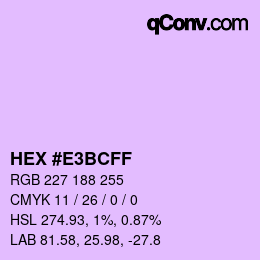 Color code: HEX #E3BCFF | qconv.com