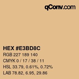 Color code: HEX #E3BD8C | qconv.com
