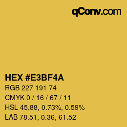 Color code: HEX #E3BF4A | qconv.com