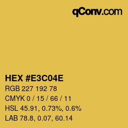 Color code: HEX #E3C04E | qconv.com