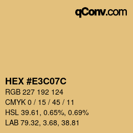 カラーコード: HEX #E3C07C | qconv.com