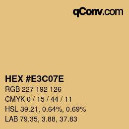 Color code: HEX #E3C07E | qconv.com