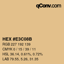 Color code: HEX #E3C08B | qconv.com