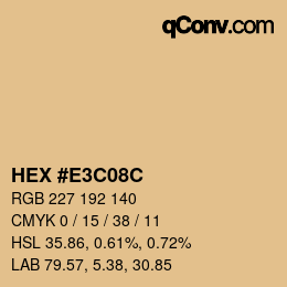 Color code: HEX #E3C08C | qconv.com