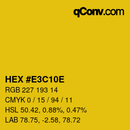 Color code: HEX #E3C10E | qconv.com