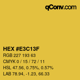Color code: HEX #E3C13F | qconv.com