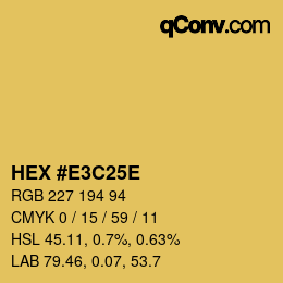 Color code: HEX #E3C25E | qconv.com