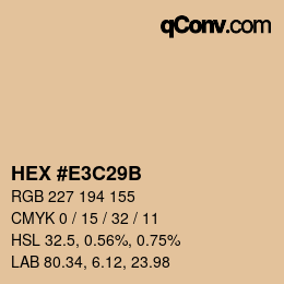 Color code: HEX #E3C29B | qconv.com
