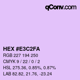 Color code: HEX #E3C2FA | qconv.com