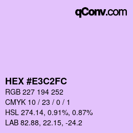 Color code: HEX #E3C2FC | qconv.com
