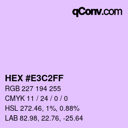 Color code: HEX #E3C2FF | qconv.com