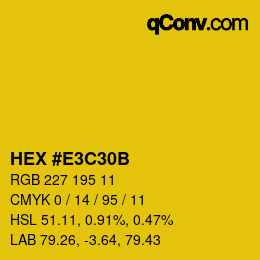 Color code: HEX #E3C30B | qconv.com