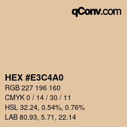 Color code: HEX #E3C4A0 | qconv.com