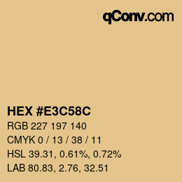 カラーコード: HEX #E3C58C | qconv.com