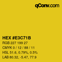 Color code: HEX #E3C71B | qconv.com