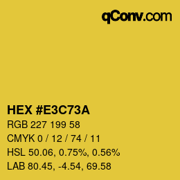 Color code: HEX #E3C73A | qconv.com