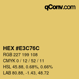 Color code: HEX #E3C76C | qconv.com