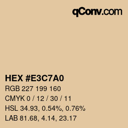 Color code: HEX #E3C7A0 | qconv.com