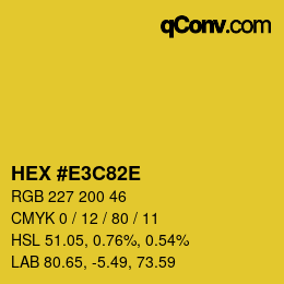 Color code: HEX #E3C82E | qconv.com