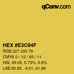 Color code: HEX #E3C84F | qconv.com