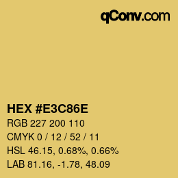 Color code: HEX #E3C86E | qconv.com