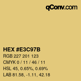 Color code: HEX #E3C97B | qconv.com