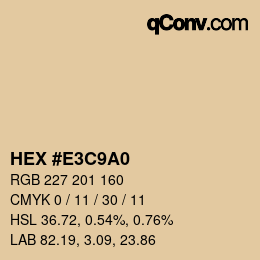 Color code: HEX #E3C9A0 | qconv.com