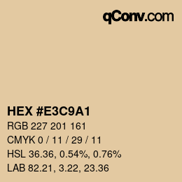 Color code: HEX #E3C9A1 | qconv.com