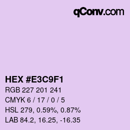 Color code: HEX #E3C9F1 | qconv.com
