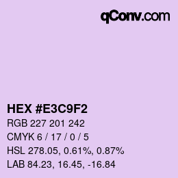 カラーコード: HEX #E3C9F2 | qconv.com
