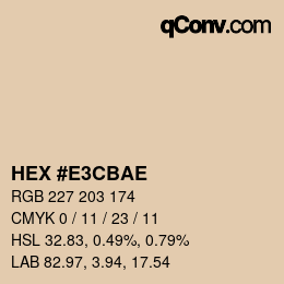 Color code: HEX #E3CBAE | qconv.com