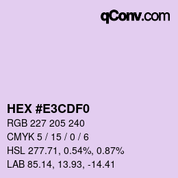 Color code: HEX #E3CDF0 | qconv.com