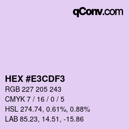 Color code: HEX #E3CDF3 | qconv.com