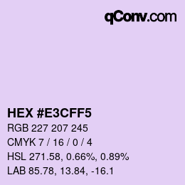 カラーコード: HEX #E3CFF5 | qconv.com