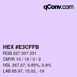 Color code: HEX #E3CFFB | qconv.com