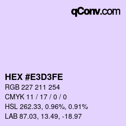 Color code: HEX #E3D3FE | qconv.com