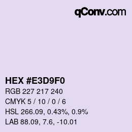 Color code: HEX #E3D9F0 | qconv.com
