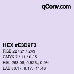 Color code: HEX #E3D9F3 | qconv.com