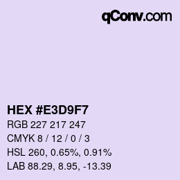 Color code: HEX #E3D9F7 | qconv.com