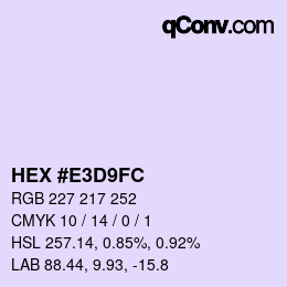 カラーコード: HEX #E3D9FC | qconv.com